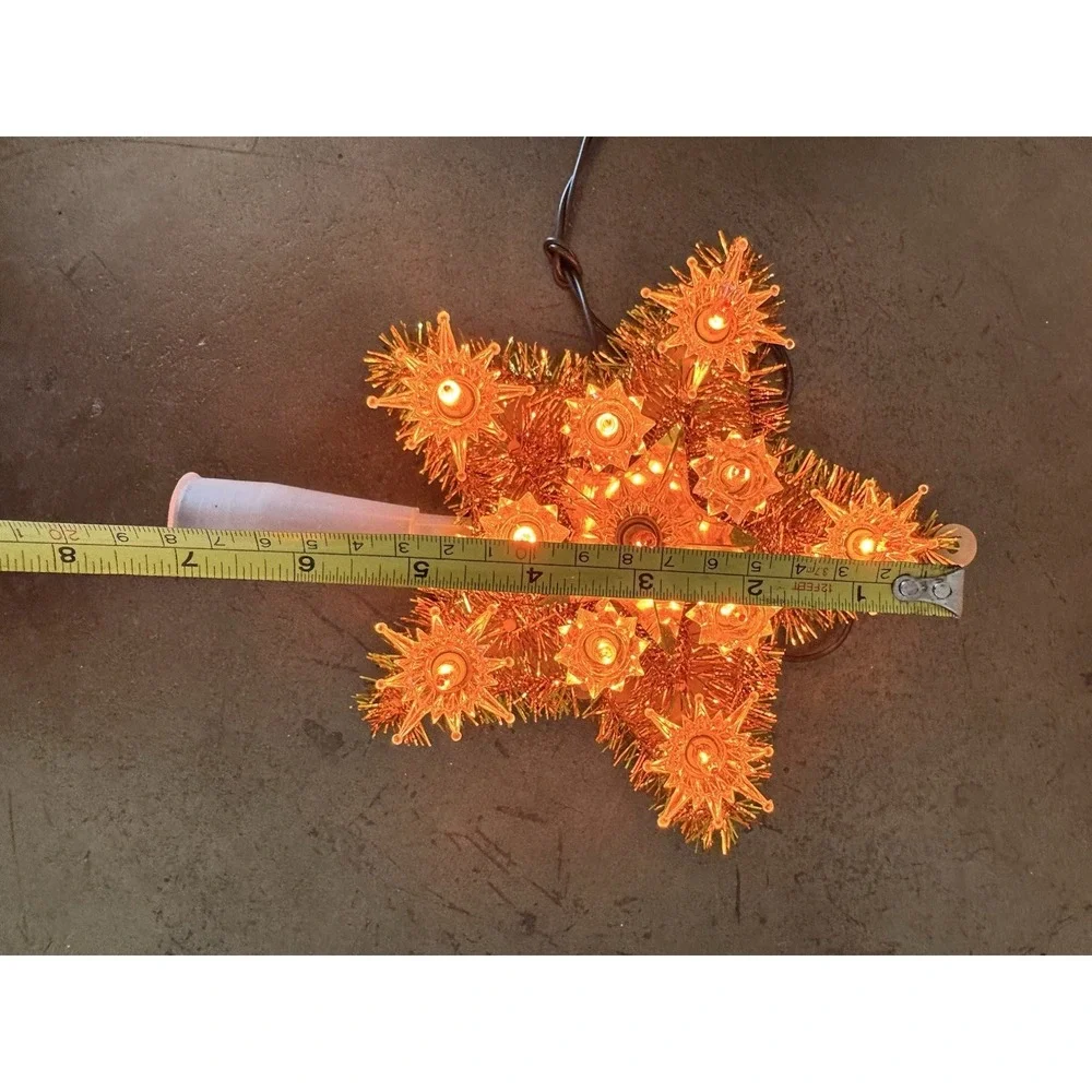 Vintage Merry Christmas Tree Topper Star Light Up Works Tested Package Original